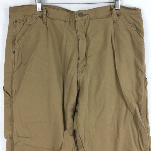 Wrangler Mens Carpenter Pants Fleece lined Cotton Tan Pants 94grwar Size 40 x 32 - Picture 2 of 6